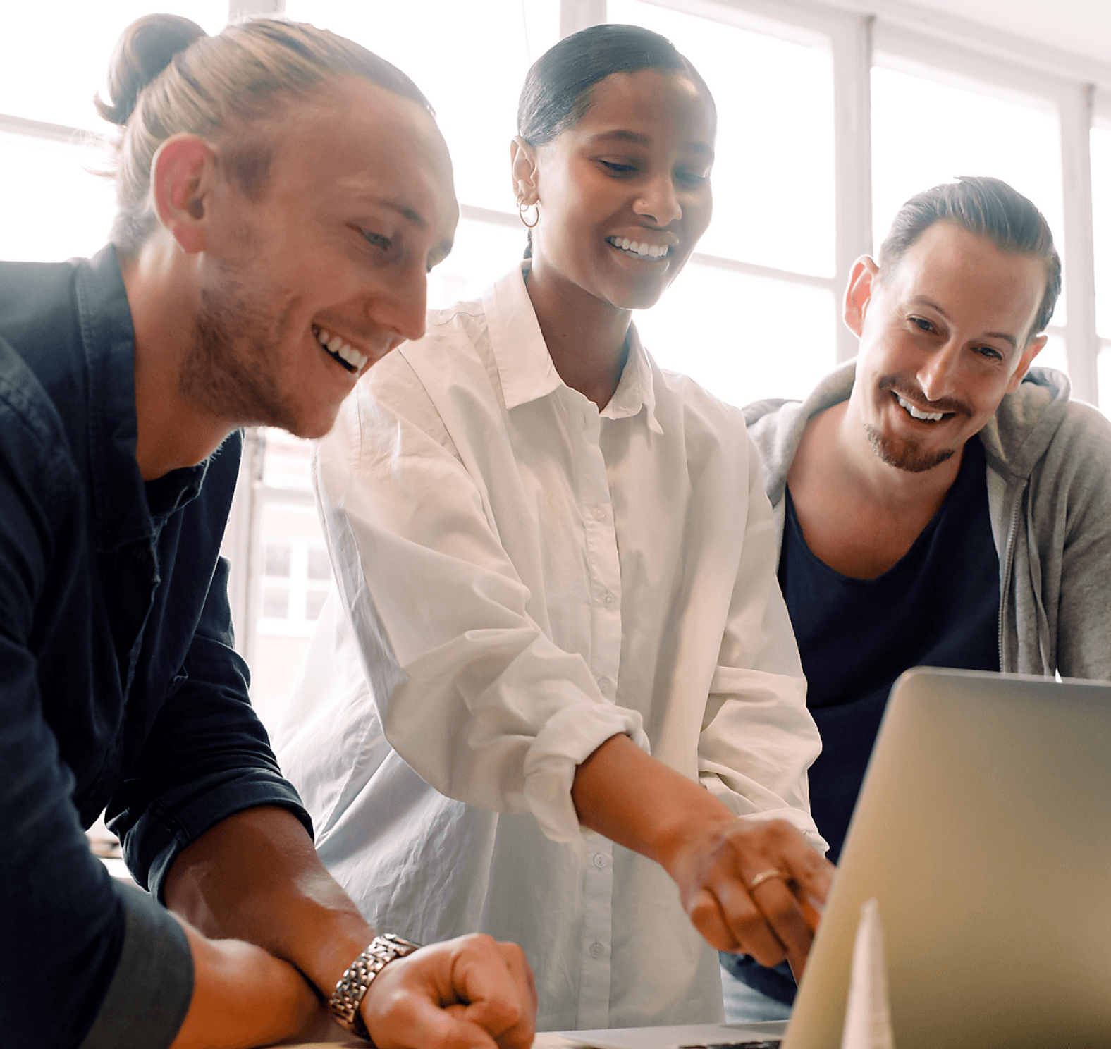 people laughing office