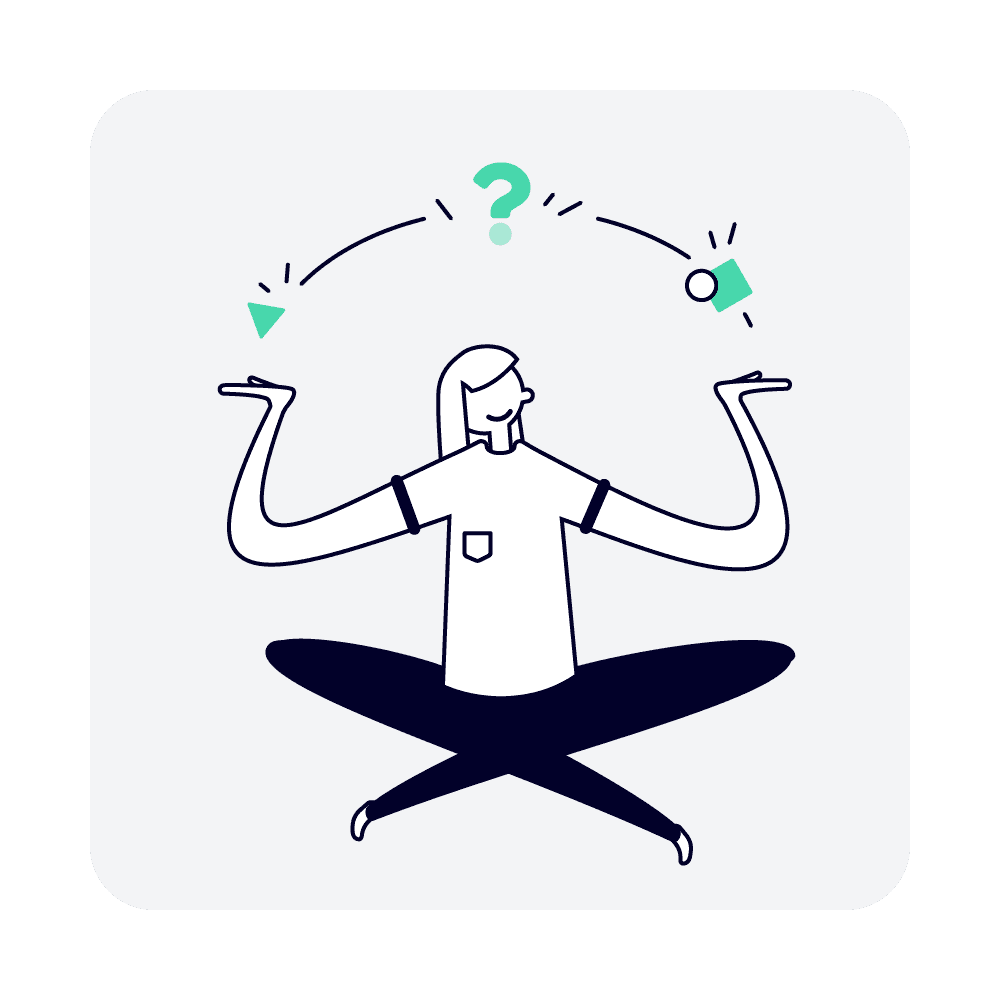 Illustration einer Person die unschlüssig ist